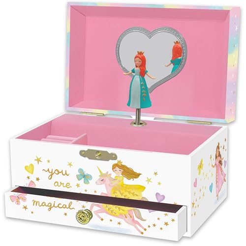 Giggle & Honey® Joyero Grande Princesa Musical para Niñas con Espejo y Cajón Caja de Música de Princesa