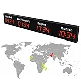 Orologio digitale a LED per fusi orari multipli, elettronico, a risparmio energetico, per hotel e aziende