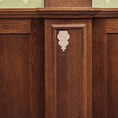 Apliques de madera beige NUOBESTY de estilo vintage con diseño de rosa para muebles 6