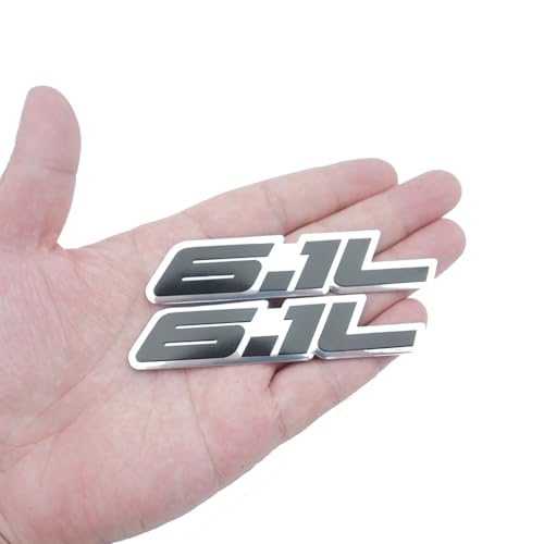 Insignias de aluminio real de 6,1L plata y negro para decoración de motores deportivos