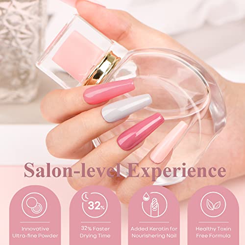 Azurebeauty 21 Pcs Dip Powder Nail Kit, Gray Nude Brown Winter Colors Acrylic Dipping Powder Liquid Set With Base/Top Coat Activator For French Nail Art Manicure Diy Gift #TOP3