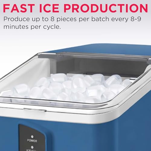Image of FRIGIDAIRE Compact Countertop Ice Maker Machine, Produces 26 lb of Bullet Ice per Day, Blue