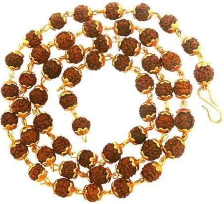 5 Mukhi Golden Cap Rudraksha Mala Beads and Brass Gold Plated Cap Mala for for Men/Women Wearing 8mm Natural Brown Rudraksh Beads - Pack of 1 by TARANO-picture-10