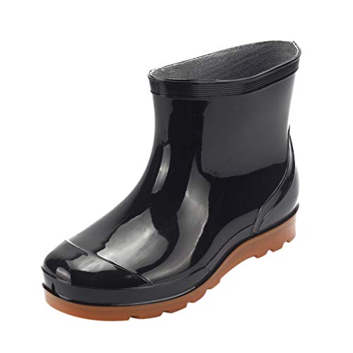 Gaddrt Boot Regenstiefel Herren Gefüttert Gummistiefel Thermostiefel Gefüttert Freizeit Niedrige Runde Zehenschuhe wasserdichte Mit Mittelrohr
