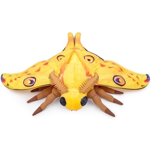 Tiny Heart Simulation Luna Moth Plush Toy 14.96inch Soft Realistic Luna Moth Stuffed Animal Plush Toy for Kids Insect Lovers Boys and Girls Gifts Home Decoration Yellow Cover