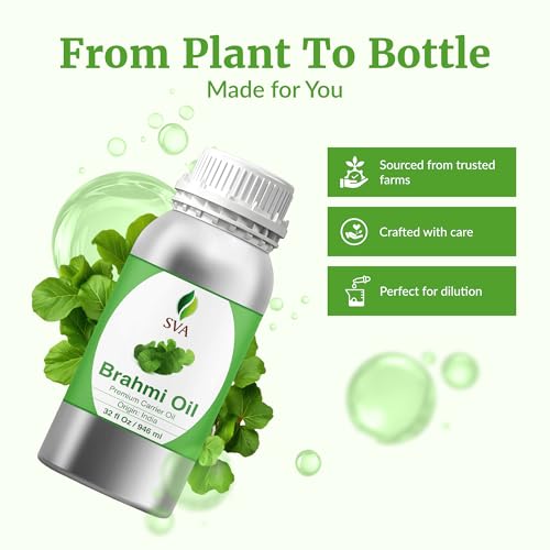 Image of SVA Brahmi Oil - 32 Fl Oz - for Face, Skin Care, Hair Care, Scalp Massage & Body Massage
