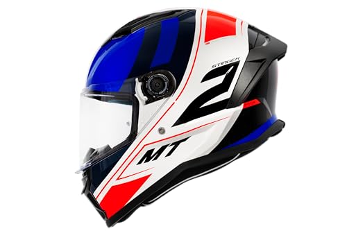 Capacete Fechado Mt Stinger 2 Poun A7 Branco Vermelho Brilho - XL/ 61-62