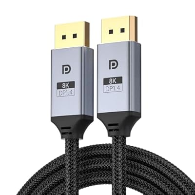 LAN-SAINTKAY 8K 4K Displayport Cable 1.4 6ft,32.4Gbps DP1.4 Cable, Braided Display Port 1.4 Cord for Computer,Gaming Monitor, 8K@60Hz, 4K@144Hz, 2K@240Hz,HBR3 Support, HDR, HDCP 2.2, FreeSync G-Sync