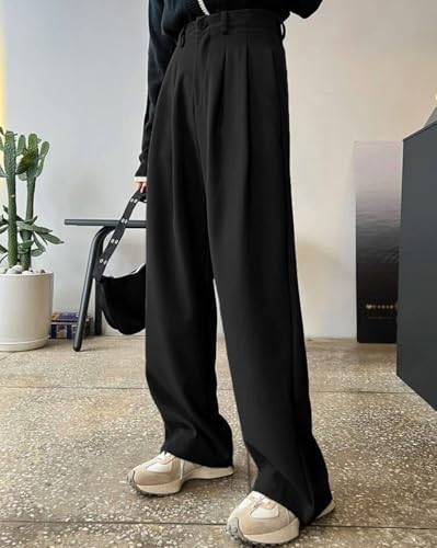 Image of Toochki Trousers for Woman Pants Women's Formal Office Korean | Black Track Pant | Straight | Cotton Spandex Stretchable Trouser | High-Waisted Bottom Wear