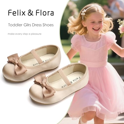 Image of Felix & Flora Toddler Flower Girl Dress Shoes - Girl Ballet Flats Party School Shoes Wedding