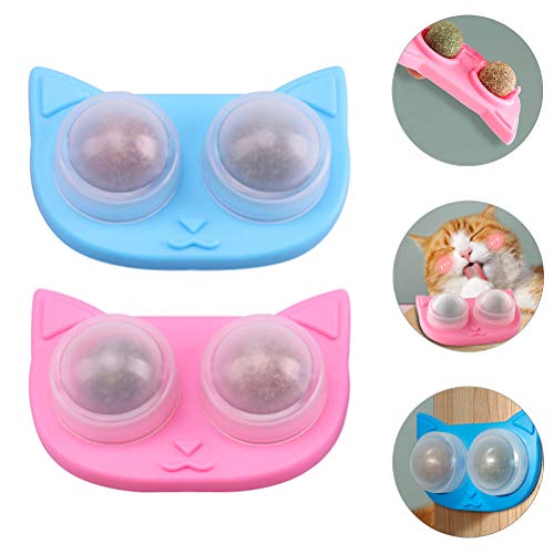 Pet Supply 2 peças brinquedos para bolas de pelo para remoção de gatos Catnip Rotação para lamber bo