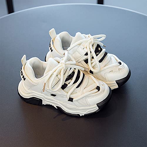 Unisex-Child Lace Up Sneakers Summer Boys Girls Running Tennis Shoes Lightweight Breathable Comfy Sport Athletic (White, 5.5-6 Years Little Child)2