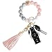 Senidea Porte-clés Voiture pour Femme, Bracelet élastique Porte Clés Rose, Porte-clés Pompon de Poignet en Perles de Silicone