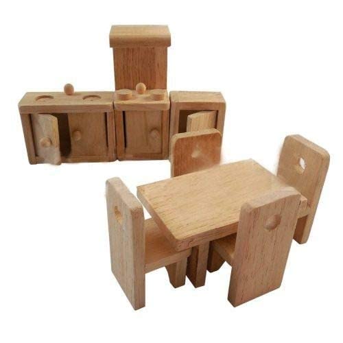 Shy Shy - Wooden Dollhouse Furniture Set with Lounge, Bathroom and Kitchen (Kitchen)
