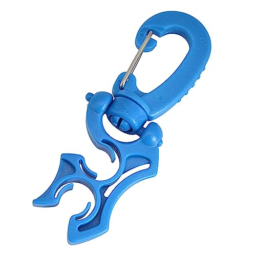 Scuba Gear Clips Safety Rotatable for Men Women Dive Snorkeling Double Hose Holder with Clip Universal Snap Hook Buckle Hook Accessories, Blue