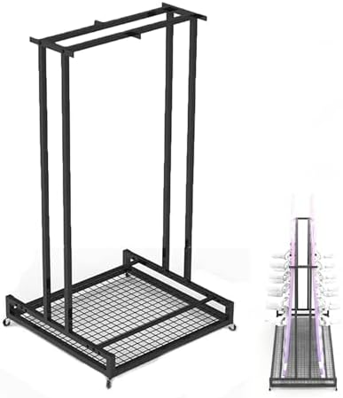 Heavy-Duty Mobile Ski Rack with Wheels - Free Standing Snowboard Holder for Garage & Basement - Adjustable 24" to 61" Ski Storage Stand