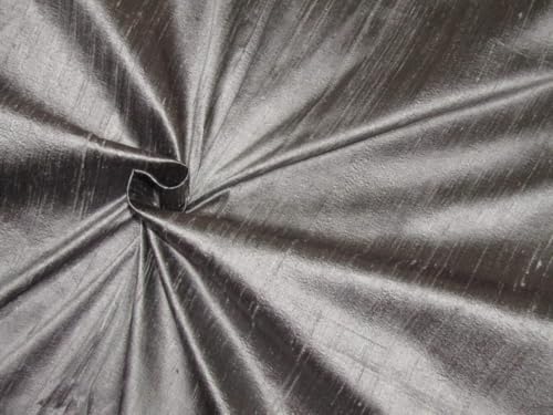 Soie Dupioni tissu gris foncé reflets naturels pour décoration salon et chambre