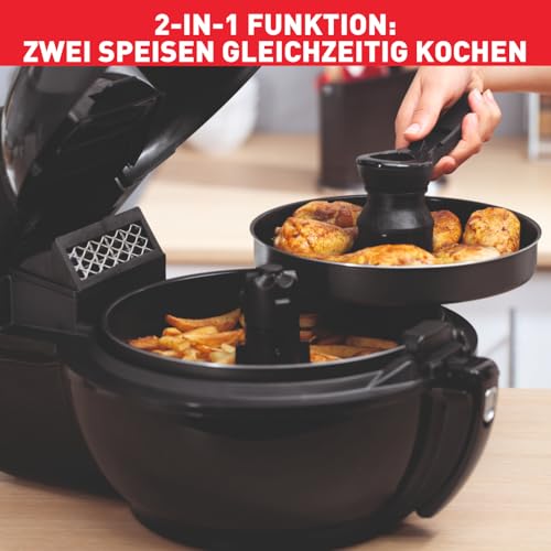 Foto von Tefal ActiFry Genius XL 2in1 Heißluftfritteuse mit Rührarm, Testsieger, 1,7 kg für 8 Personen, 9 automatische Menüs, 2 Speisen gleichzeitig, gesunde Friteuse ohne Öl, schwarz, YV9708