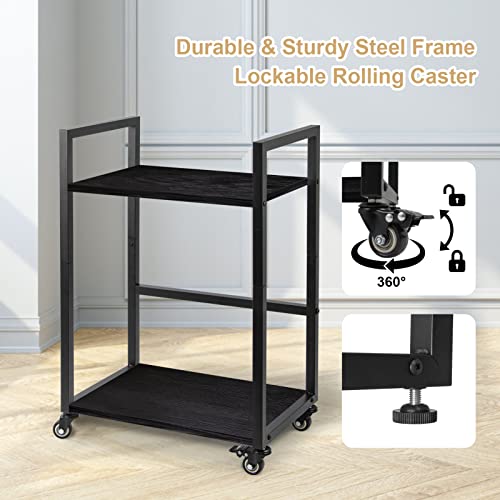 Yierya Upgrade Printer Stand, Computer Tower Stand, 2-Tier Printer Cart Under Desk With Storage, Machine Cart With Wheels And Adjustable Table Top, Heavy Duty Storage Rack For Office And Home(Black) #TOP2