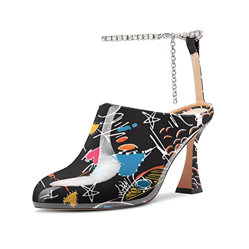 Castamere Women High Heel Round Toe Ankle Strap Pumps Rhinestone Crystal Wedding Party 3.3 Inches Heels