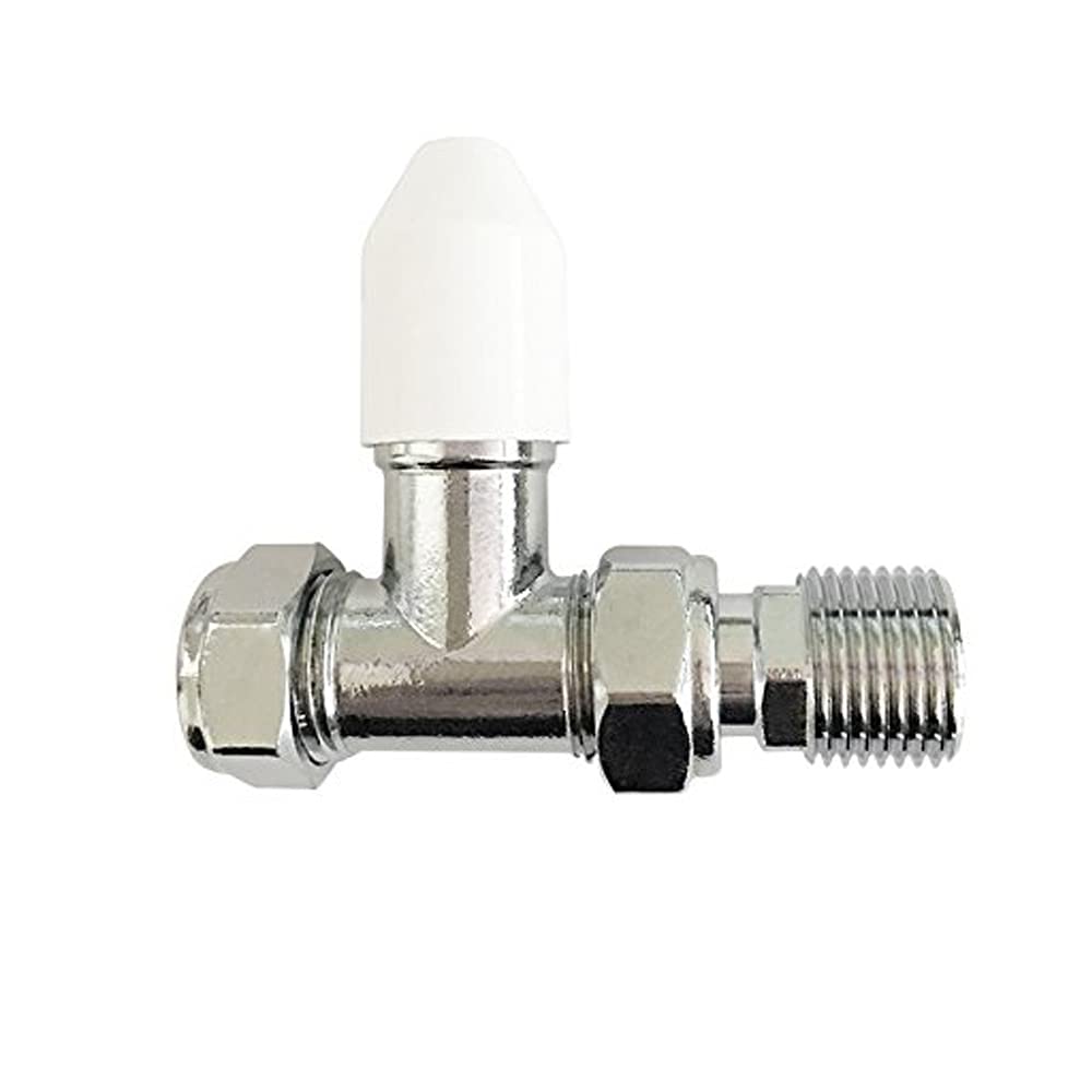 Premium 15 mm x ½ Blanco y Cromo toallero diseñador radiador válvulas válvula Manual Recta un par