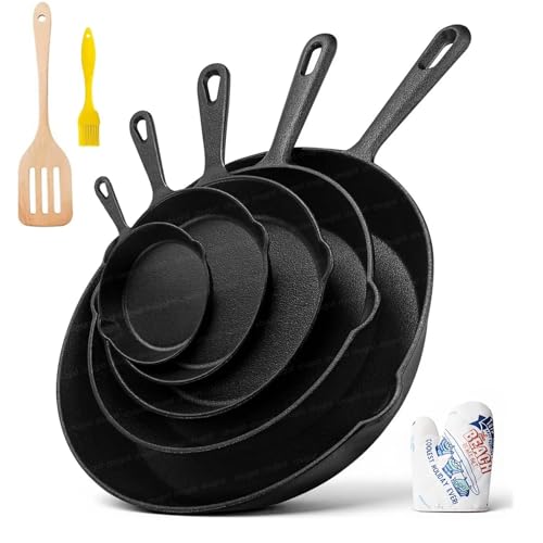 Reviews de Sartenes para freír del mes. 50 Chugod Sartenes de Hierro Fundido, Sartenes Antiadherentes, Juego de 5 Sartenes Antiadherentes Freír, Multifuncional Sarten Hierro Fundido, 5 Piece Chef Set - 10cm, 14cm, 16cm,...