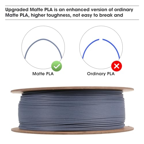 Image of eSUN Matte PLA Filament 1.75mm, Matte 3D Printer PLA Filament, 1KG Spool 3D Printing Filament for 3D Printers, Paper Reel, Dark Grey
