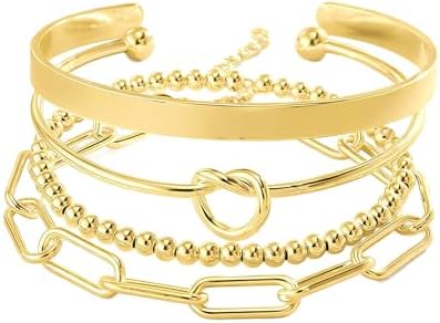 Reoxvo Gold Plated Bangle Cuff Bracelets for Women Non Tarnish Go...