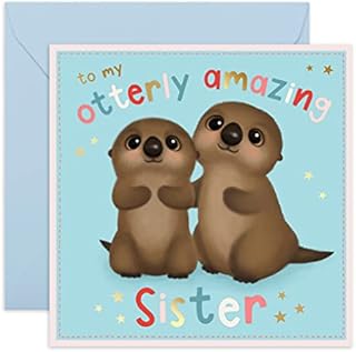 Central 23 - Sister Card - Birthday Card for Sister - 'Otterly Amazing Sister' - Happy Birthday Cards - Comes with Cute Stickers