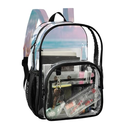 Seashells at Beach Clear Backpack - Stadium Approved Large 15.7-inch Waterproof Transparent Bag for Sports, Concerts, Work, Travel#1652