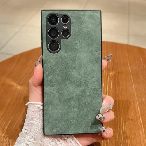 Étui en cuir Samsung S23 avec protection appareil photo luxe vert