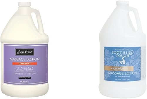 Bon Vital' Loción de masaje original para una base de masaje versátil para relajar los músculos doloridos y un tacto relajante, loción de masaje de