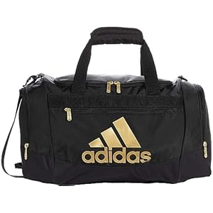 adidas Unisex Defender 4 Small Duffel Bag, Black/Gold Metallic, One Size
