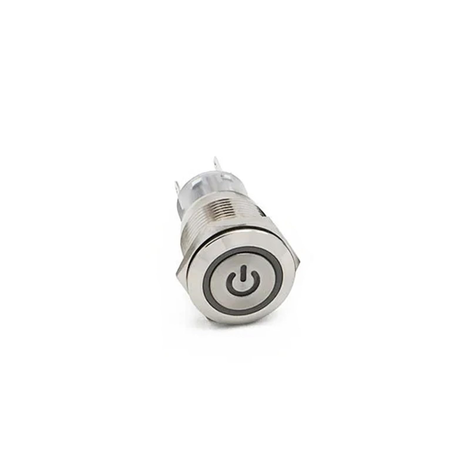 Commutateur poussoir 19mm latching étanche avec anneau LED bleu métallique 220V