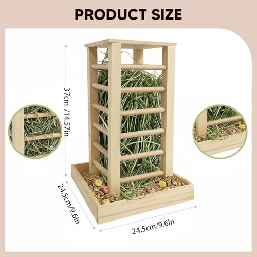 Comedero de madera para conejos y animales pequeños con soporte multifunción de pie 6