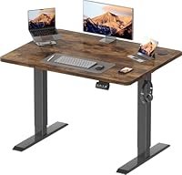 Devoko Electric Standing Desk 100x60cm Sit Stand Table Height Adjustable Desk with Backpack Hook and Memory Smart Pannel, Home Office Table with Splice Board,Rustic Brown