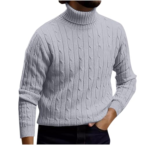 Men Knit Turtleneck Sweater Slim Fit Autumn Winter Vintage Sweater Fashion Striped Long Sleeve Solid Sweater Pullover