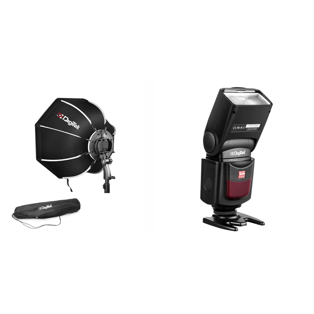 DIGITEK® (DSBH-065) Portable 65cm Octa Soft Box Kit with S2 Type Bracket, 2 White Diffuser, Silver P