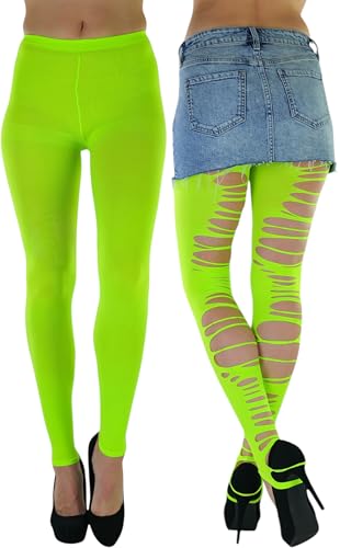 Image of ToBeInStyle Women's Slashed Ripped Shredded Distressed Hosiery Tights Leggings Music Festival