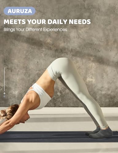 Image of AURUZA Grip Socks for Women Men Pilates Grip Socks Non Slip Yoga Sock with Grips for Barre Barefoot Hospital Grippy Sock