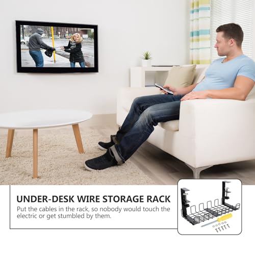 Organizador de Cables para Escritorio Healifty 32.5cm Estante de Alambre de Hierro para Gestión de Cables miniatura 3