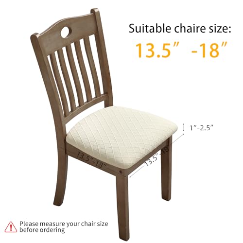 Image of YISUN Stretch Chair Seat Covers, Dining Room Chair Seat Covers, Removable Washable Kitchen Seat Covers Protectors Cushion Slipcovers (4, Beige)