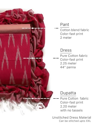 Image of Sun Fashion And Lifestyle Cotton Ikkat Print Unstitched Dress Material, Kurta Set for Women with Dupatta (Ikkat 2, Free Size)