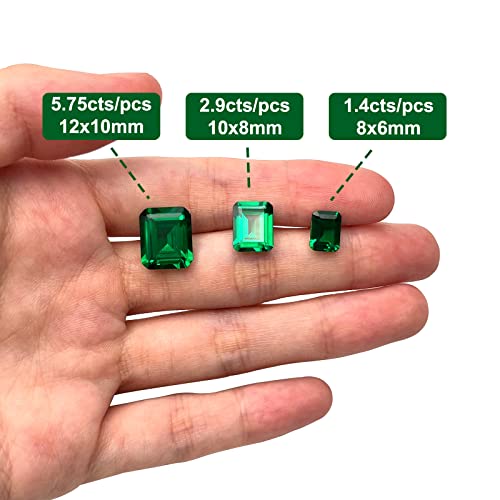 Gryrigns 2Pcs 5.8Cts Octagon Loose Imitative Emerald Stone 10X8Mm 3A Grade Vvs Clarity Nano Green Gemstone For Jewelry Making #TOP3
