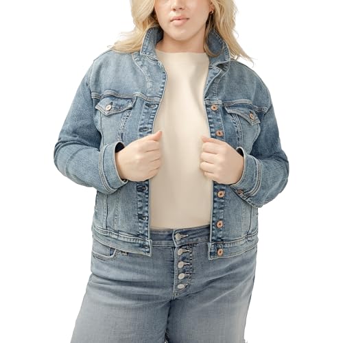 Veste denim grande taille qui galbe la silhouette sans serrer