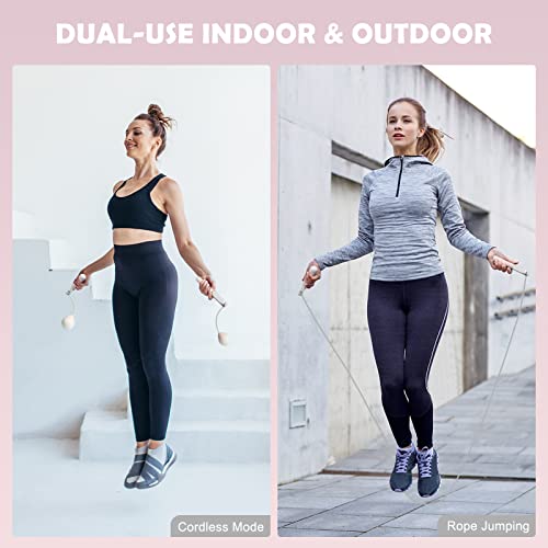Jump Rope With Counter, Cordless Jump Rope Adjustable Length Weighted Skipping Rope With Calorie Counter For Fitness Crossfit Exercise Training Indoor Outdoor (Pink) #TOP4