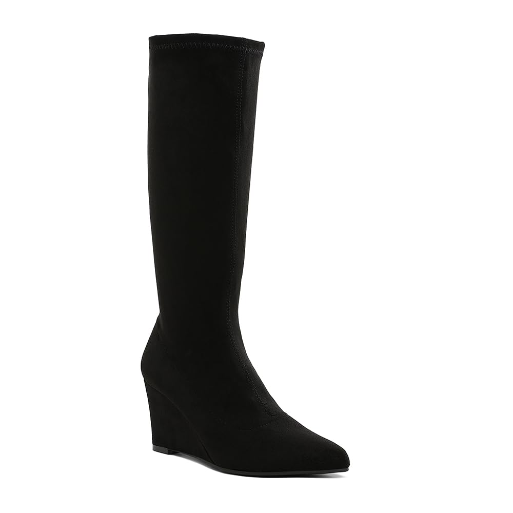 Microfiber Wedge Heel Boots