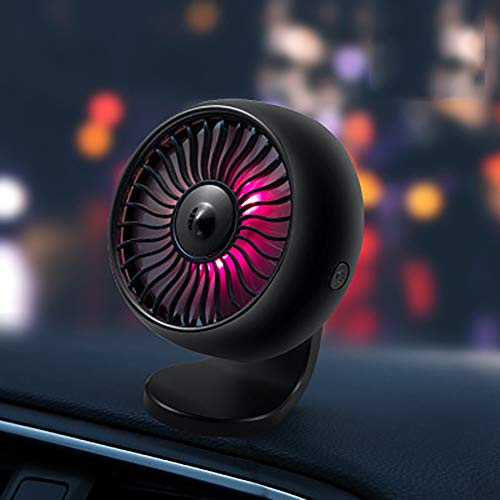 Mini Auto-Klimaanlage Erfrischungs Vent Clip Ventilator/Saugnapf Auto-USB-Ventilator/Auto Entlüfter Fan Auto Lüfter Mit Bunten Licht,Schwarz