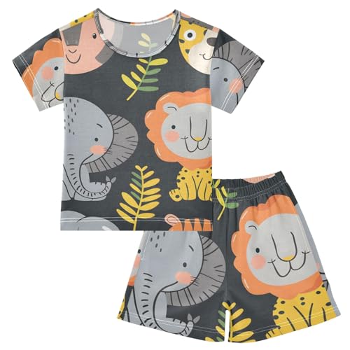 Summer Pajama Set Colorful Animal, Short Sleeve Sleepwear Nightwear