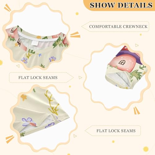 Mushroom House Yellow Boy's Rash Guard Swim Shirt Long Sleeve Sun Shirt for Toddler Kid UPF50+3